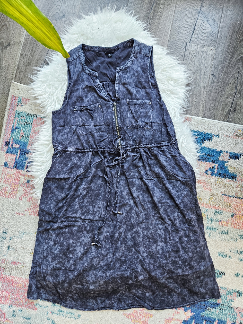 Torrid Washed Black Sleeveless Drawstring Zip Front Dress - Size XL/0 - Picture 1 of 5